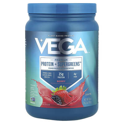 Premium, Protein + Supergreens™, Mixed Berry, 1 lb 2 oz (510 g)