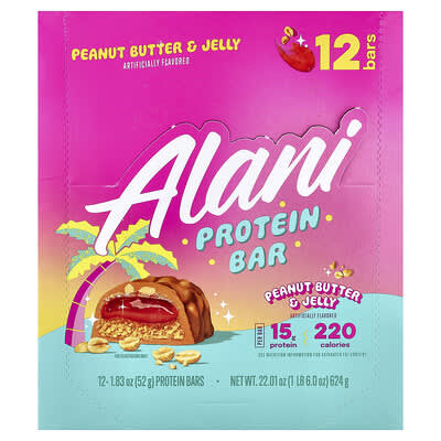 Protein Bar, Peanut Butter & Jelly, 12 Bars, 1.83 oz (52 g) Each