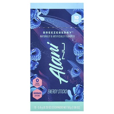 Энергетические стики Breezeberry™, 10 упаковок, 0.2 oz (5.6 g) каждая