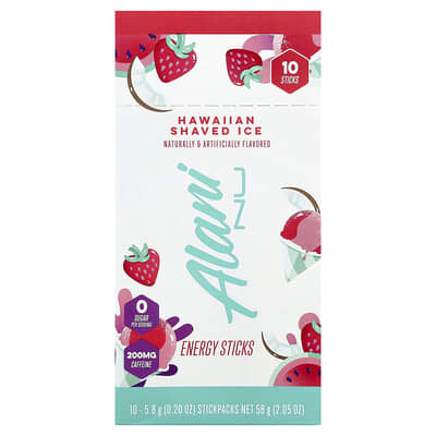 Energy Sticks, Hawaiian Shaved Ice, 10 Stickpacks, 0.2 oz (5.8 g) Each