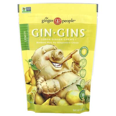 Жевательные конфеты Gin Gins Ginger Lemon, 3 oz (84 g)