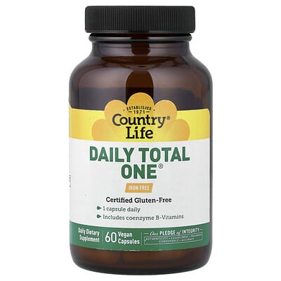 Мультивитаминный комплекс Country Life Daily Total One®, Iron Free, 60 Vegan Capsules