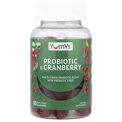 Желейные мармеладки YumVs Probiotic Cranberry, ягоды, 60 шт.