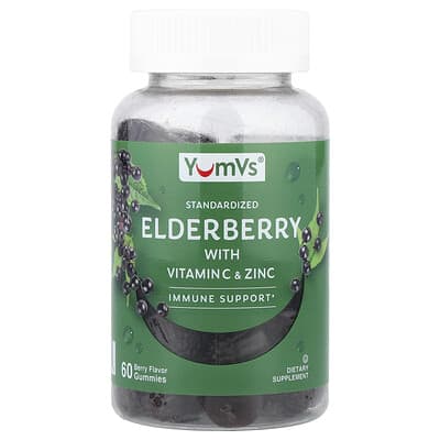 Elderberry с витамином C и цинком, жевательные конфеты, ягоды, 60 шт.