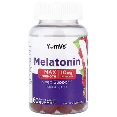 Мелатонин в мармеладных конфетах, Max Strength, Berry, 60 шт (5 mg на одну конфету)