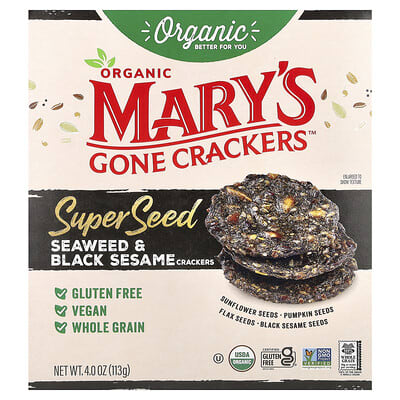 Organic Super Seed Crackers, Seaweed & Black Sesame, 4 oz (113 g)