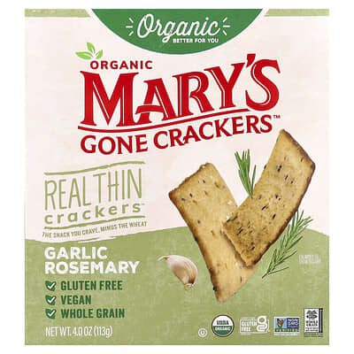 Organic Real Thin Crackers™, Garlic Rosemary, 4 oz (113 g)