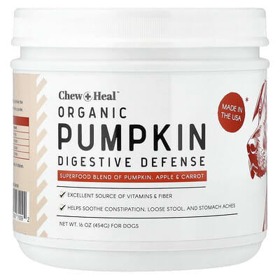 Органическая добавка для собак Chew + Heal Pumpkin Digestive Defense, 16 oz (454 g)