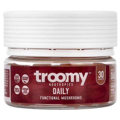 Troomy Nootropics жевательные мармеладки с функциональными грибами, клубника-манго, 30 шт