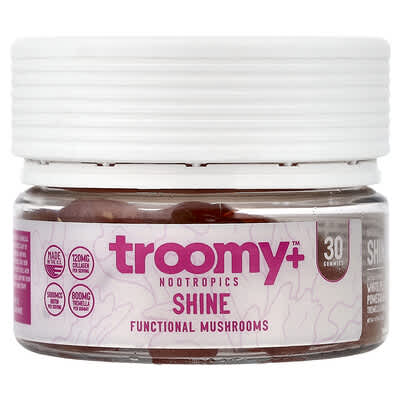 Shine, Functional Mushrooms Gummies, White Peach Pomegranate, 30 Gummies