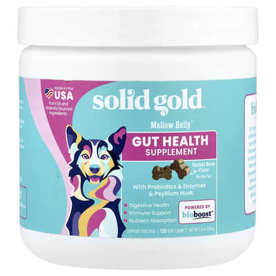 Mellow Belly™, Gut Health Supplement, For Dogs, Smoked Bacon, 120 Soft Chews, 7.6 oz (216 g)