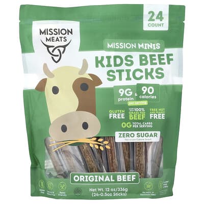 Mission Minis, Kids Beef Sticks, Original Beef, 24 Sticks, 0.5 oz Each