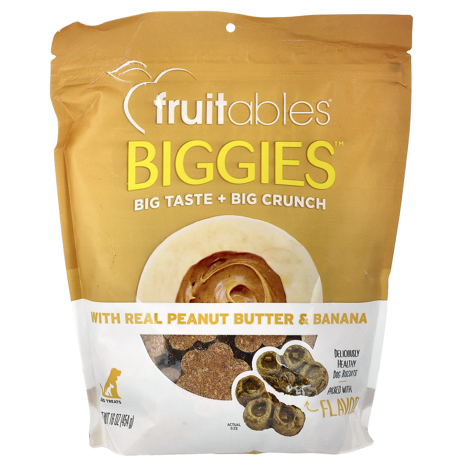 Лакомство для собак Biggies™, Real Peanut Butter & Banana, 16 oz (454 g)