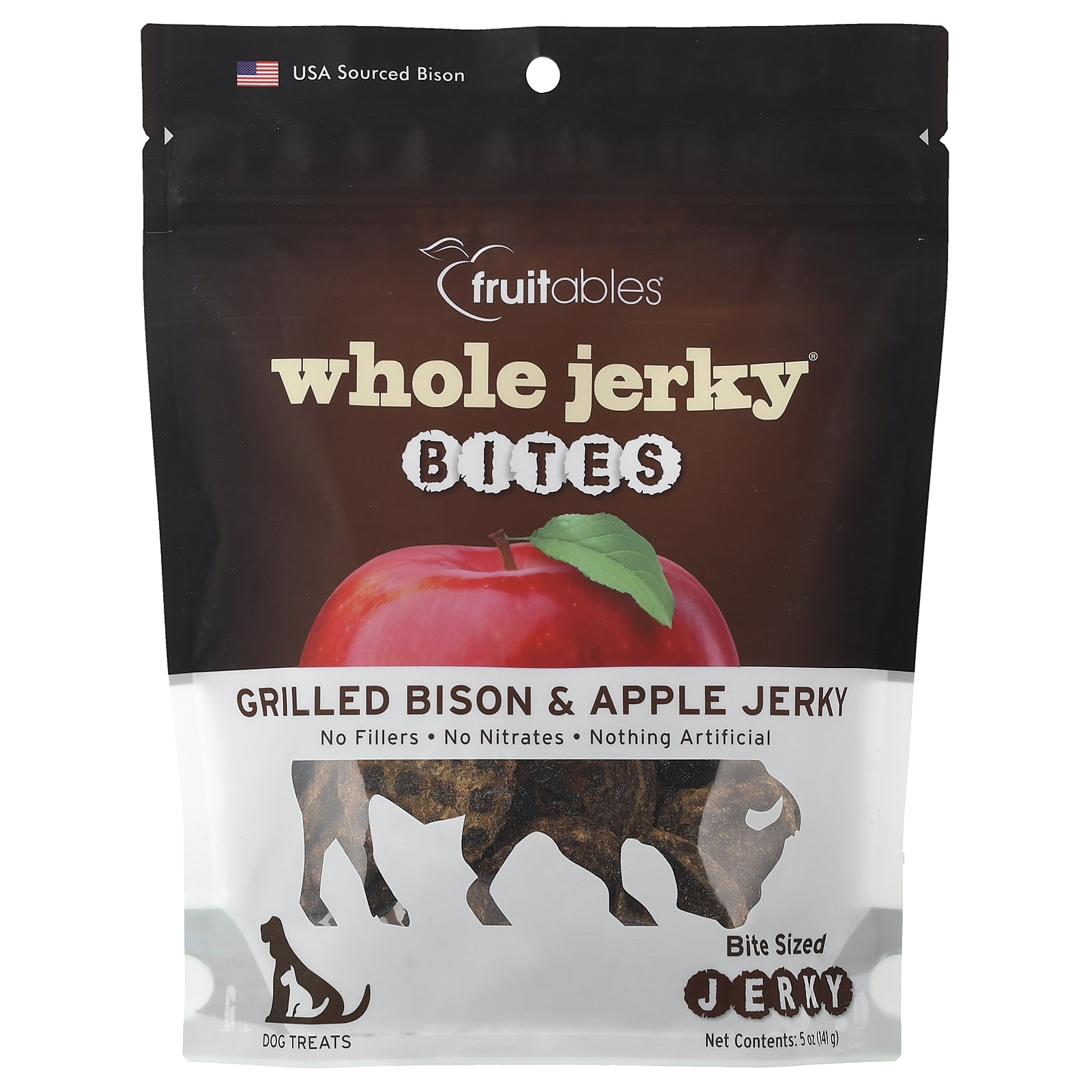 Лакомство для собак Whole Jerky® Bites, Grilled Bison & Apple, 5 oz (141 g)