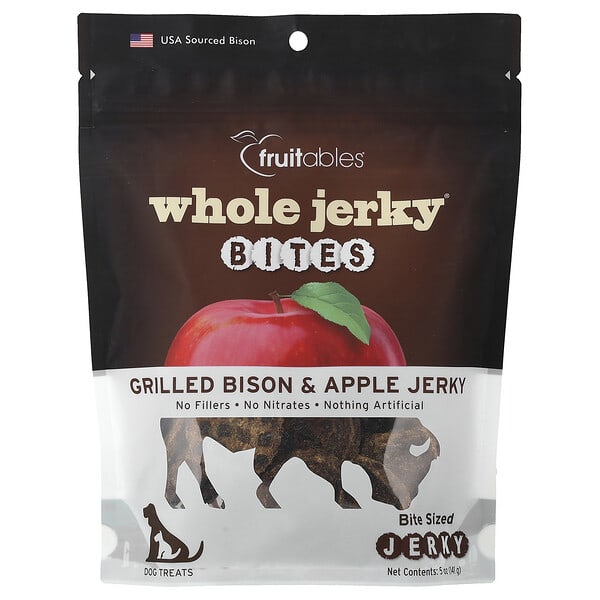 Whole Jerky® Bites, Dog Treats, Grilled Bison & Apple, 5 oz (141 g)