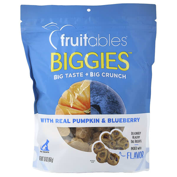 Лакомство для собак Biggies™, Real Pumpkin & Blueberry, 16 oz (454 g)