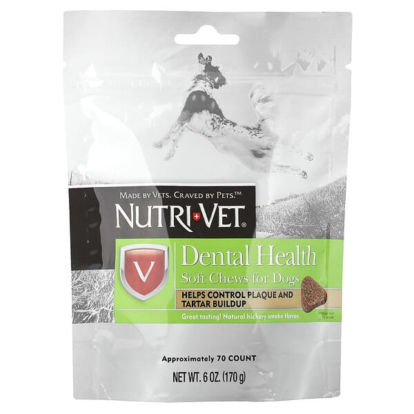 Nutri-Vet мягкие лакомства для здоровья зубов собак, натуральный дым гикори, 70 шт, 6 oz (170 g)