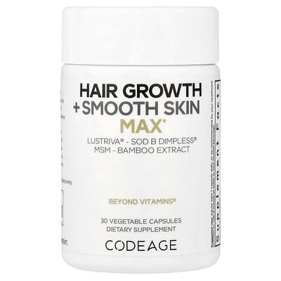 БАД Codeage Hair Growth + Smooth Skin, Max, 30 Vegetable Capsules
