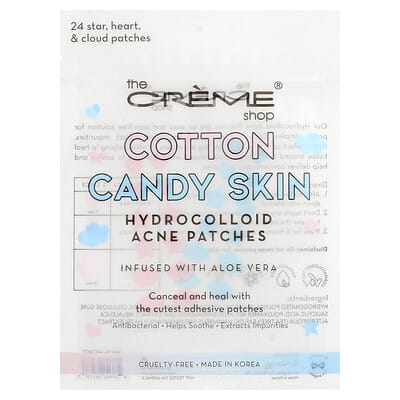 Cotton Candy Skin гидроколлоидные патчи от прыщей, Star, Heart & Cloud, 24 шт