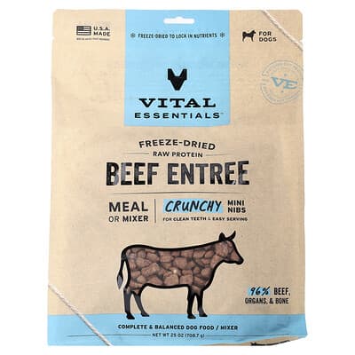 Vital Essentials Сушеный сырой протеин для собак, говядина, 25 oz