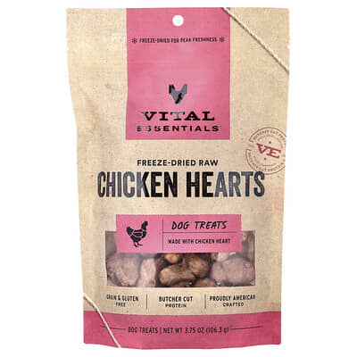 Vital Essentials лакомство для собак, сушеное куриное сердце