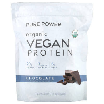 Pure Power органический веганский протеин, шоколад, 1 lb 3 oz (540 g)