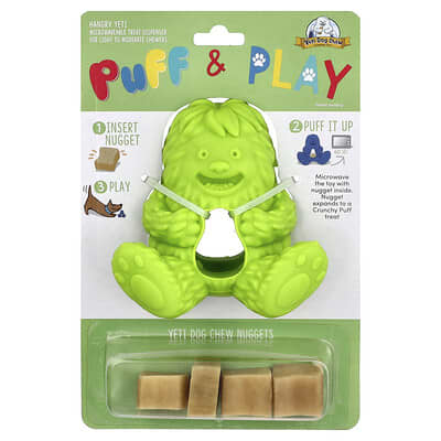Игрушка-дозатор для собак Yeti Dog Chew Puff & Play, Green, 4 Nuggets, 1 Dispenser