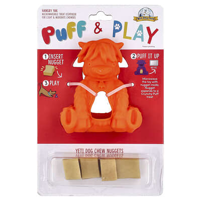 Yeti Dog Chew Puff & Play раздатчик лакомств, Yeti Dog Chew Nuggets, оранжевый, 4 шт, 1 раздатчик