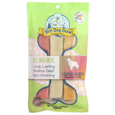 Лакомство для собак Yeti Dog Chew, Coconut, Strawberry, Mango, 3 Pieces, 10.5 oz (298 g)