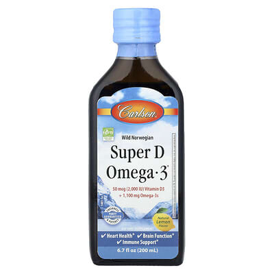 Wild Norwegian Super D Omega-3®, натуральный лимон, 6.7 fl oz (200 ml)