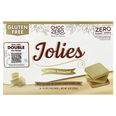 Премиальное печенье Jolies, белый ганаш, 16 упаковок по 0.5 oz (14 g)