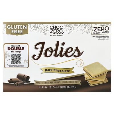 Печенье ChocZero Premium Cookies Jolies Dark Chocolate, 0.5 oz (14 g) Each, 16 Packs