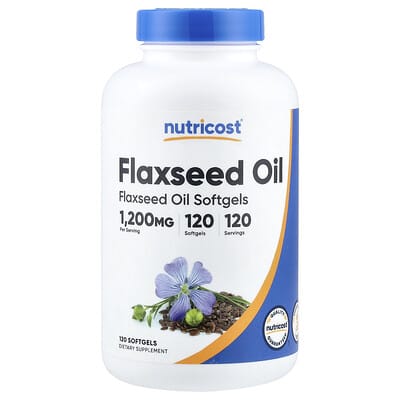Льняное масло Nutricost 1,200 mg, 120 Softgels