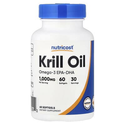 Nutricost Krill Oil, 60 мягких капсул (500 mg per Softgel)