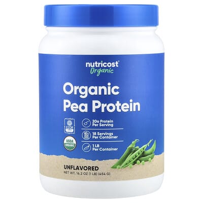 Nutricost Органический гороховый протеин, без вкуса, 1 lb (454 g)