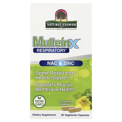 Добавка MulleinX Respiratory, NAC & Zinc 90 капсул