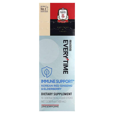 JungKwanJang Immune Support, корейский красный женьшень и бузина, 10 жидких стиков, 0.34 fl oz (10 ml) каждый