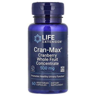 Cran-Max®, концентрат цельных плодов клюквы, 500 mg, 60 вегетарианских капсул