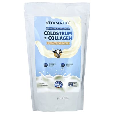 Порошок Colostrum + Collagen, без вкуса, 16 oz (454 g)
