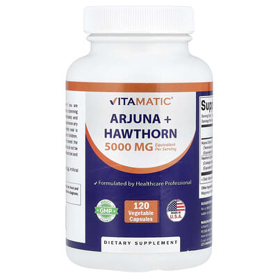 Vitamatic Arjuna + Hawthorn, 120 вегетарианских капсул