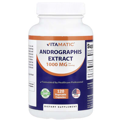 Экстракт Andrographis, 120 Vegetable Capsules (500 mg per Capsule)