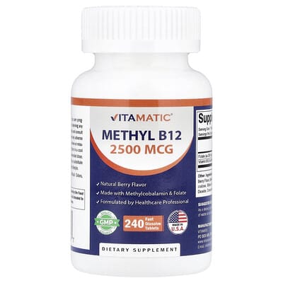 Метил B12, натуральный ягодный вкус, 240 быстрорастворимых таблеток