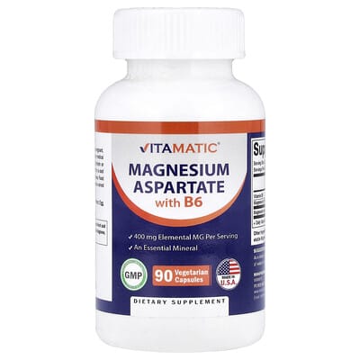 Magnesium Aspartate with B6, 90 Vegetarian Capsules