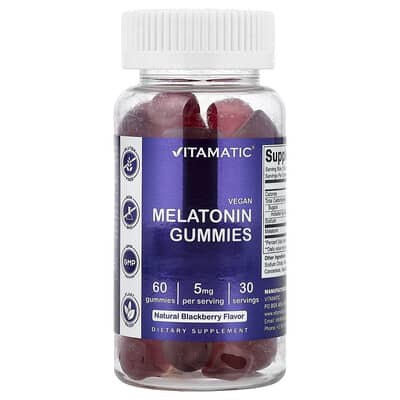Веганные мармеладные витамины Melatonin Natural Blackberry 60 Gummies (2.5 mg per Gummies)