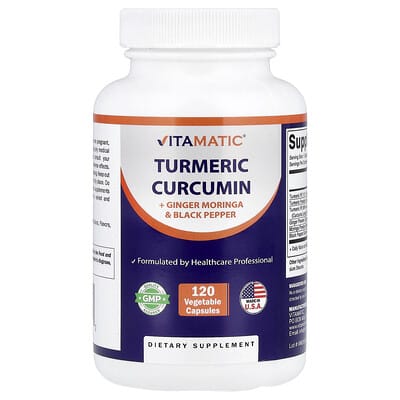 Turmeric Curcumin + Ginger Moringa & Black Pepper, 120 вегетарианских капсул