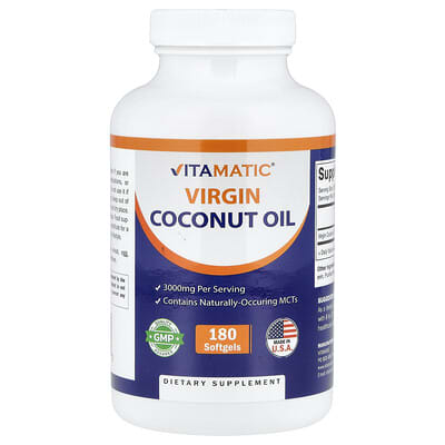 Кокосовое масло Virgin Coconut Oil, 180 капсул (1,000 mg per Softgel)