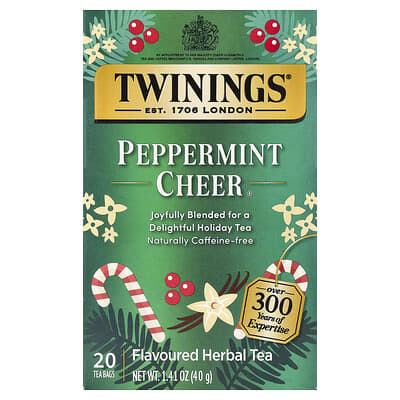 Flavored Herbal Tea, Peppermint Cheer, Caffeine Free, 20 Tea Bags, 1.41 oz (40 g)