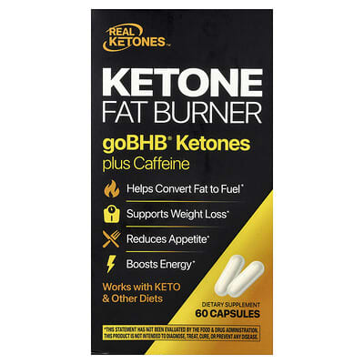 Ketone Fat Burner, goBHB® Ketones Plus Caffeine, 60 Capsules