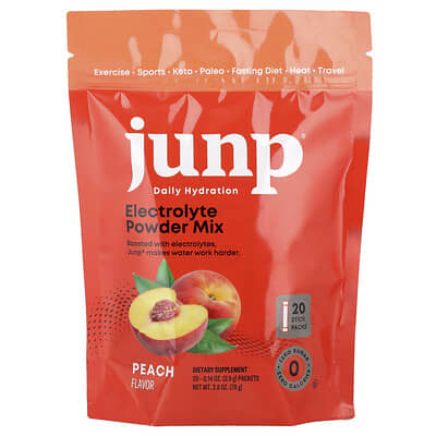 Электролитный порошок JUNP Hydration, Peach, 20 Stick Packs, 0.14 oz (3.9 g) каждый