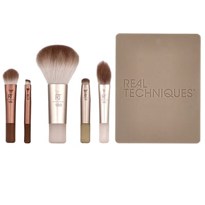 Набор кистей Real Techniques New Nudes 2.0 Mini Brush Set + Mirrored Compact, 6 Piece Set